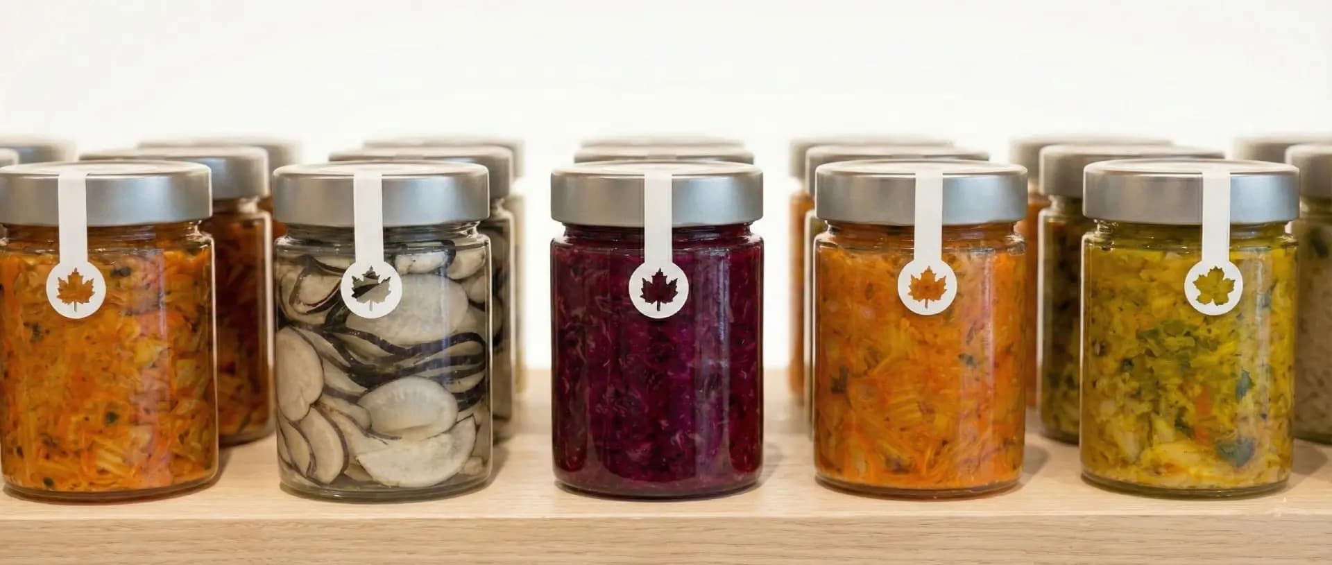 Bocaux de légumes lactofermentés conservés au frais